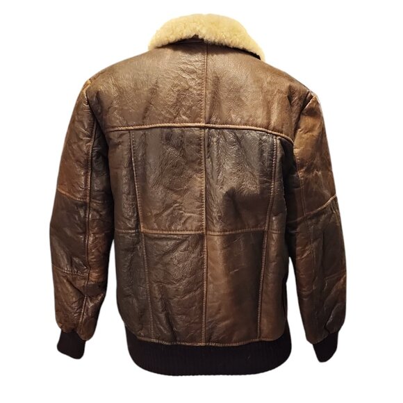 Vintage 1960's-70's Montevideo Antilope Leather Sherpa Lined Bomber Jacket - Picture 3 of 9